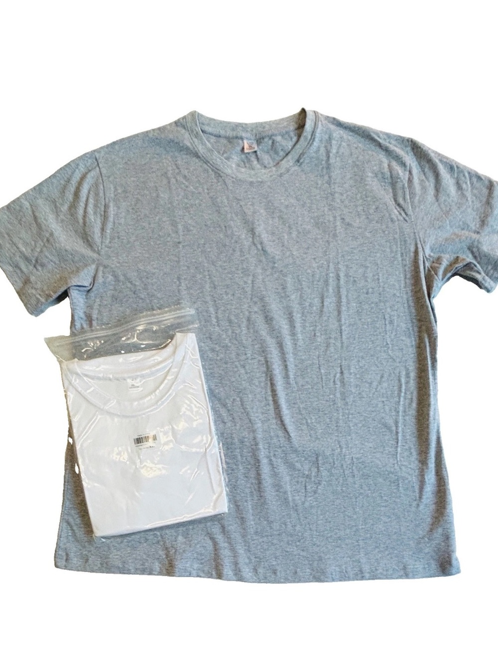 SET OF 2 NEW! BJY Unisex 100% Cotton T-Shirts Light Grey & Bright White 2XL